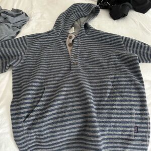 Patagonia Blue and Gray Striped Hoodie